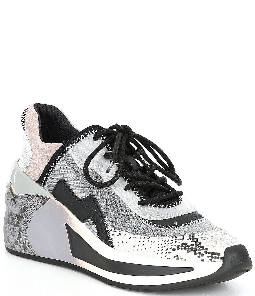 Gianni Bini Malloy Chunky Colorblock Snake Print Lace-Up Wedge Sneakers