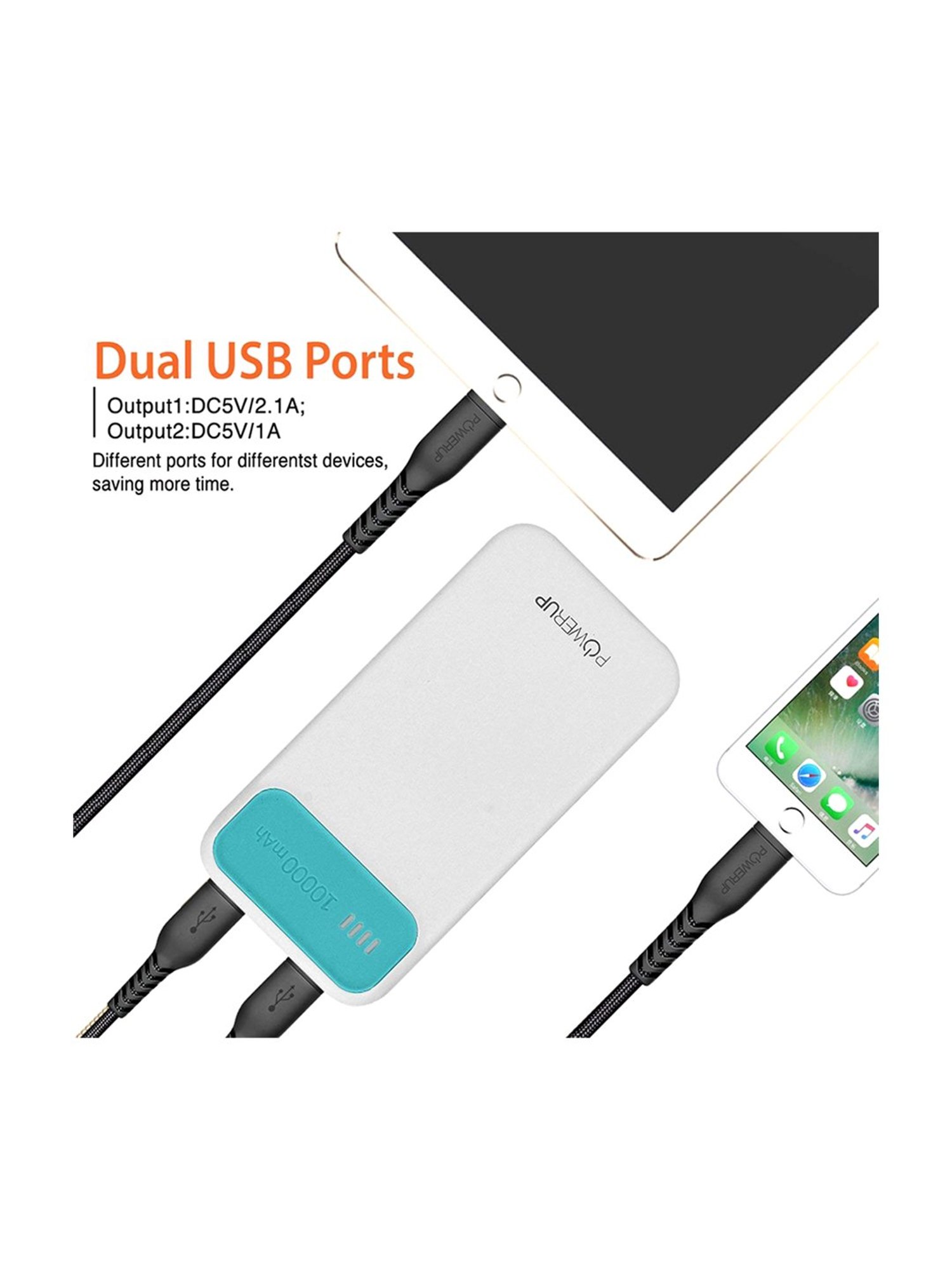 Powerup Travel Pack Mobile Charging Kit Combo Car Charger Adapter (Black/White)