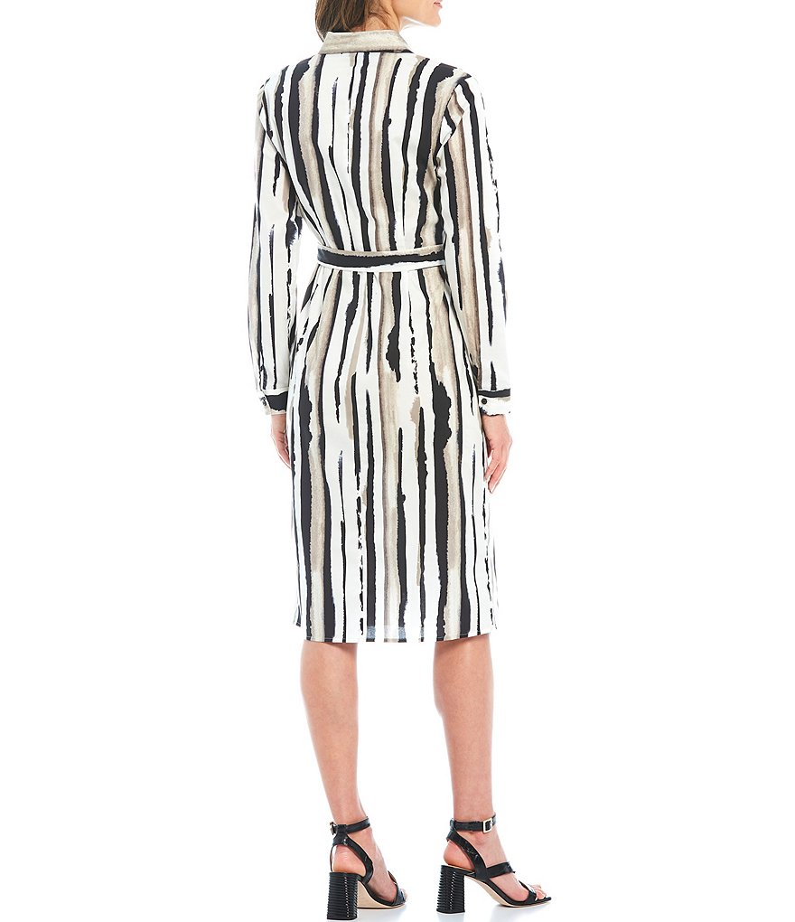 Donna Karan New York Stretch Cotton Poplin Belted Shirt Dress