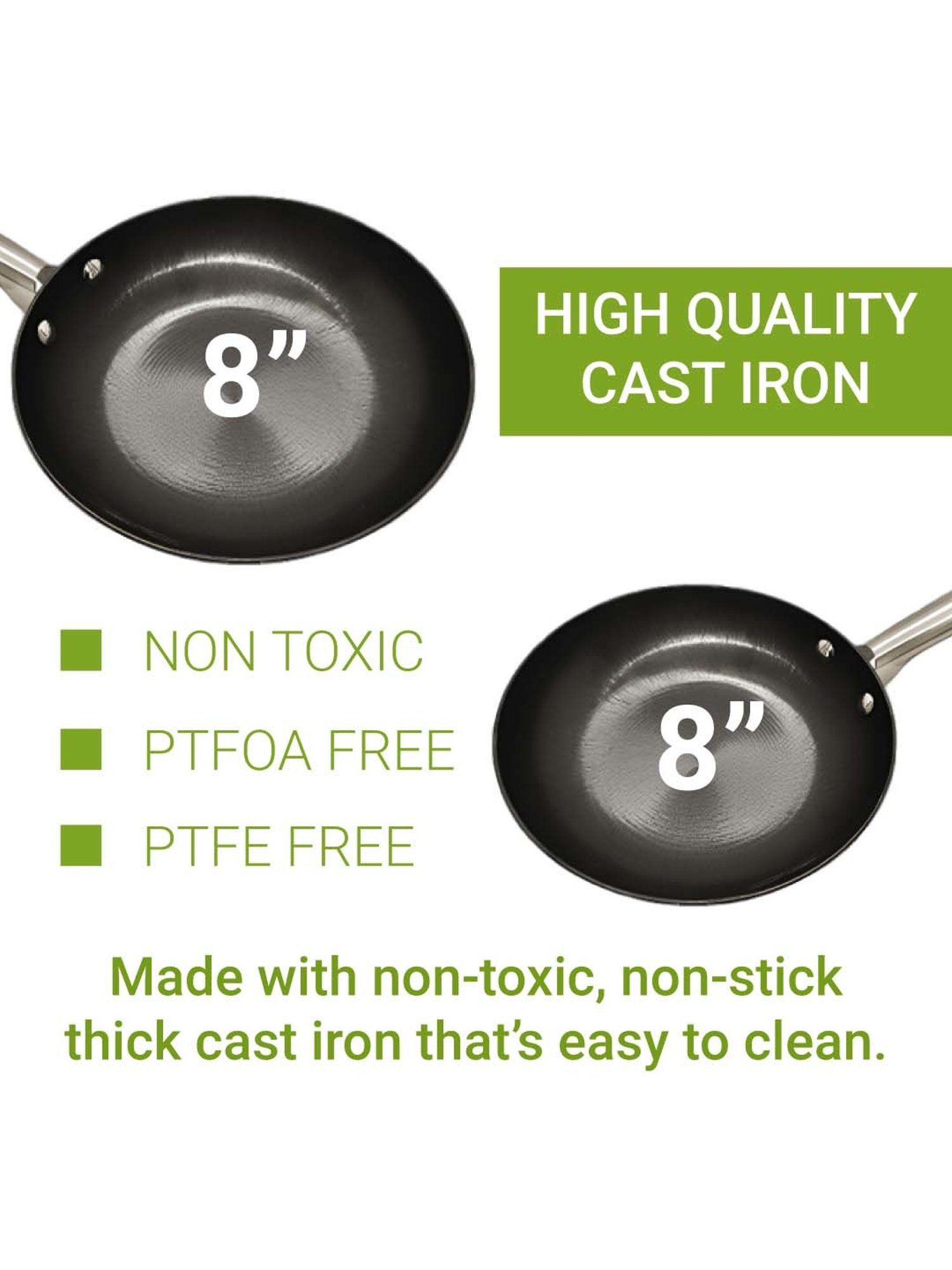 Femora Black Cast Iron Preseasoned Non Toxic And Coating Free Fry Pan With Tough Handle (20 cm)