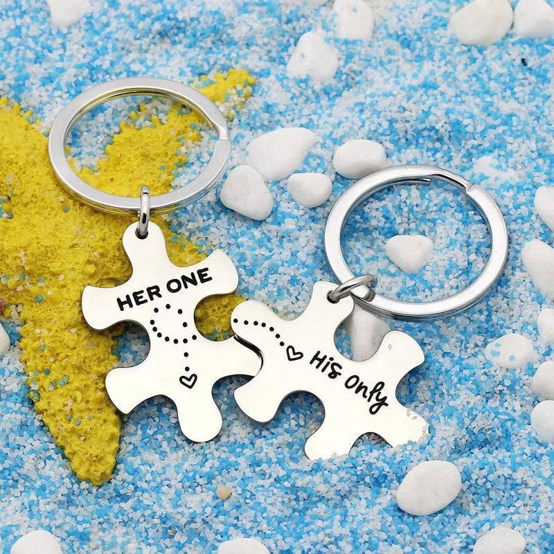 Couple Key Chain Set Gifts for Husband Wife Boyfriend Girlfriend - Her one His Only Pack of 2 Valentine