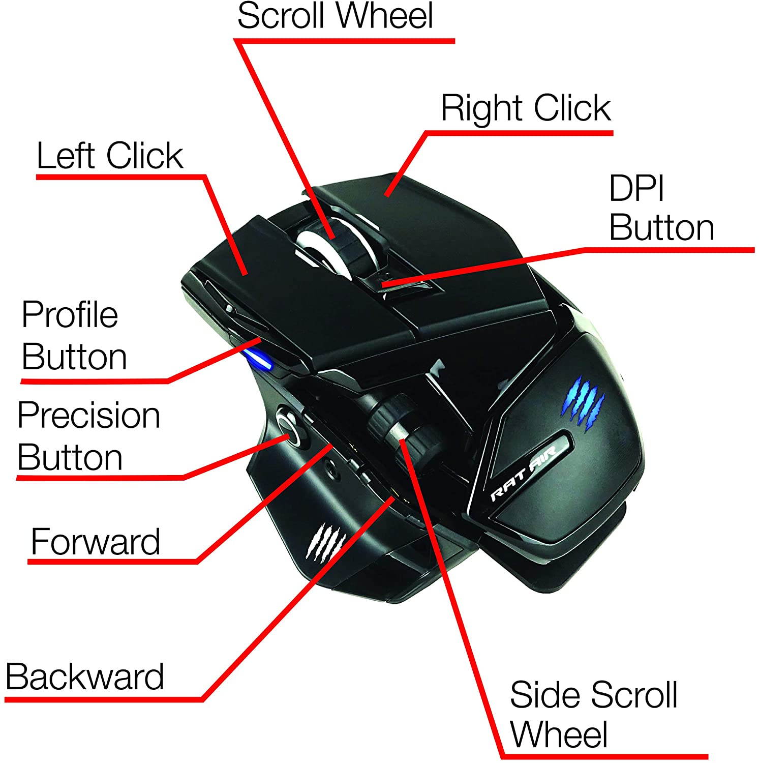 Mad Catz The Authentic R.A.T. Air Optical Gaming Mouse with Activation Board, MR04DHAMBL00