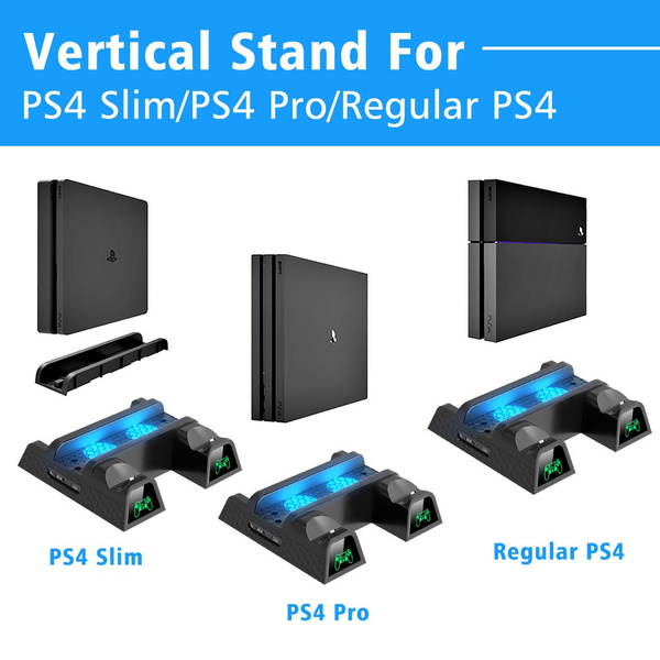 OIVO Multifunctional Vertical Cooling Stand for PS4/ PS4 Slim/ PS4 Pro, PS4 Controller Charger with LED Indicators,PS4 Cooler Stand,Charging Dock Station with 12PCS Games Storage for PS4,PS4 Slim,PS4