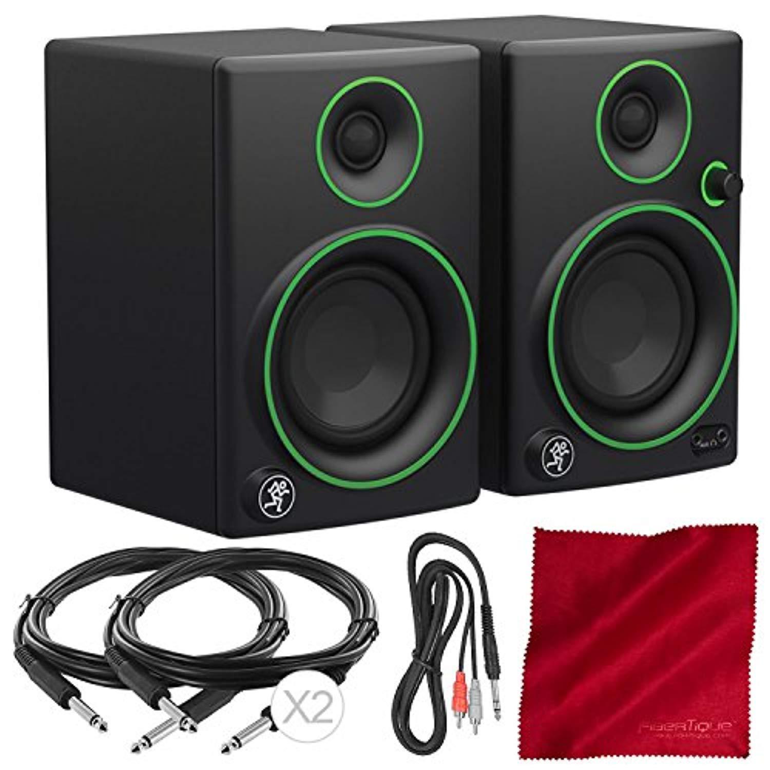 Mackie CR Series CR3 - 3 Creative Reference Multimedia Monitor Pair Bundle with 3x Cables and Fibertique Cloth