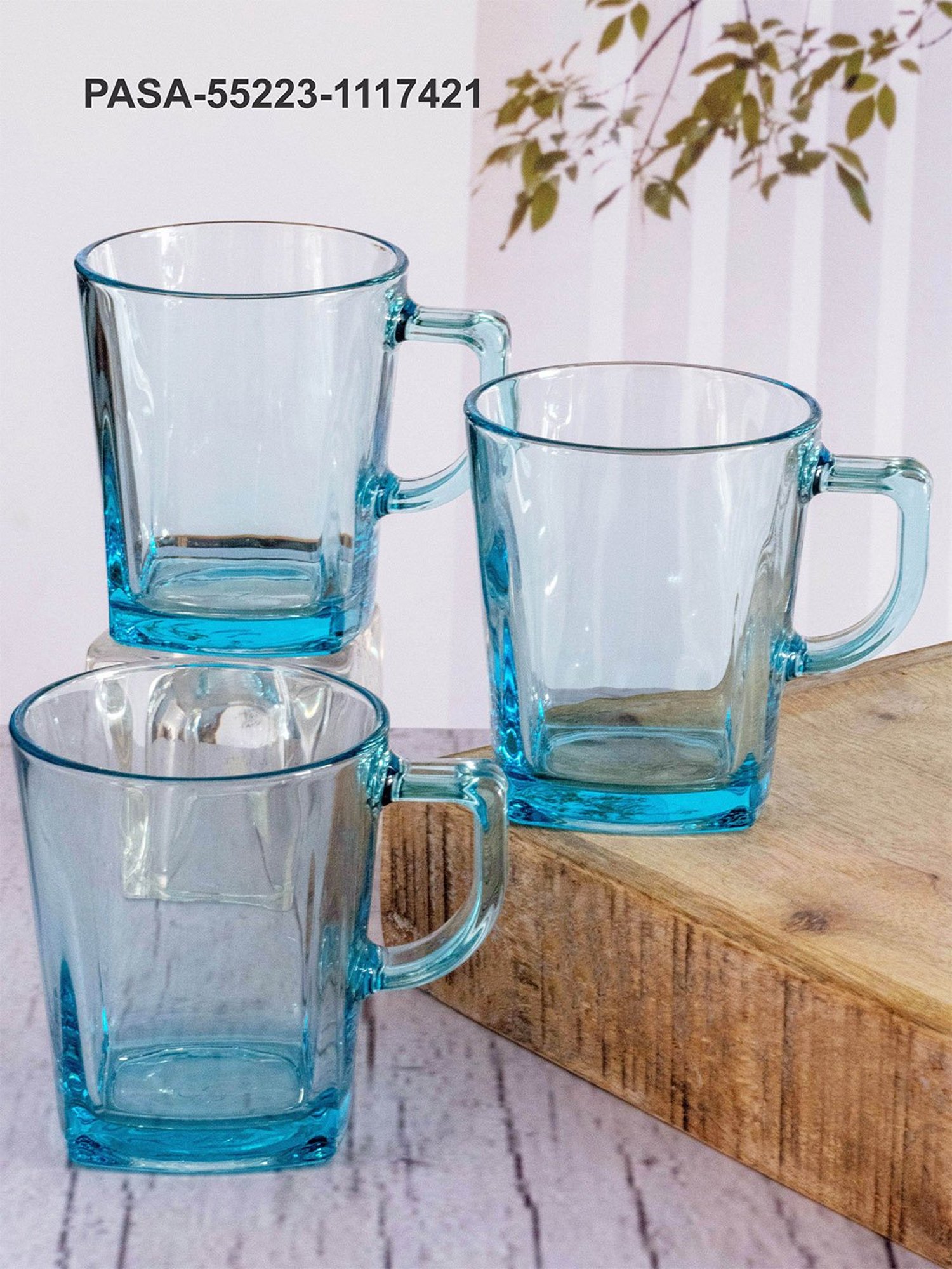 Pasabahce Transparent Glass Carre Coffee Mugs - Set of 6 (270ml)