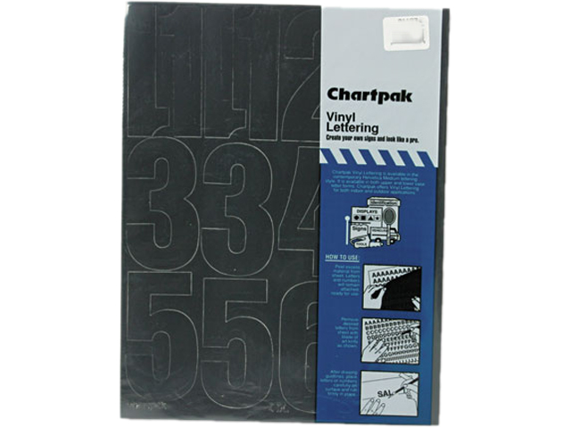 Chartpak 01193 Press-On Vinyl Numbers, Self Adhesive, Black, 4"h, 23/Pack