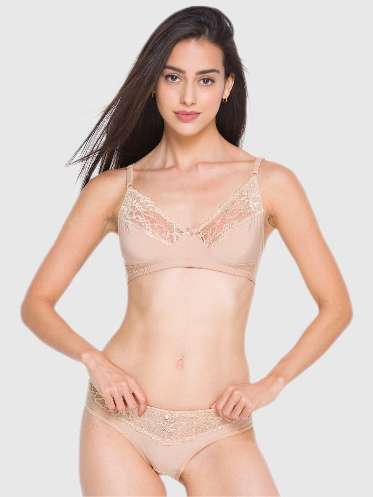 Candyskin Beige Lace Bra Set