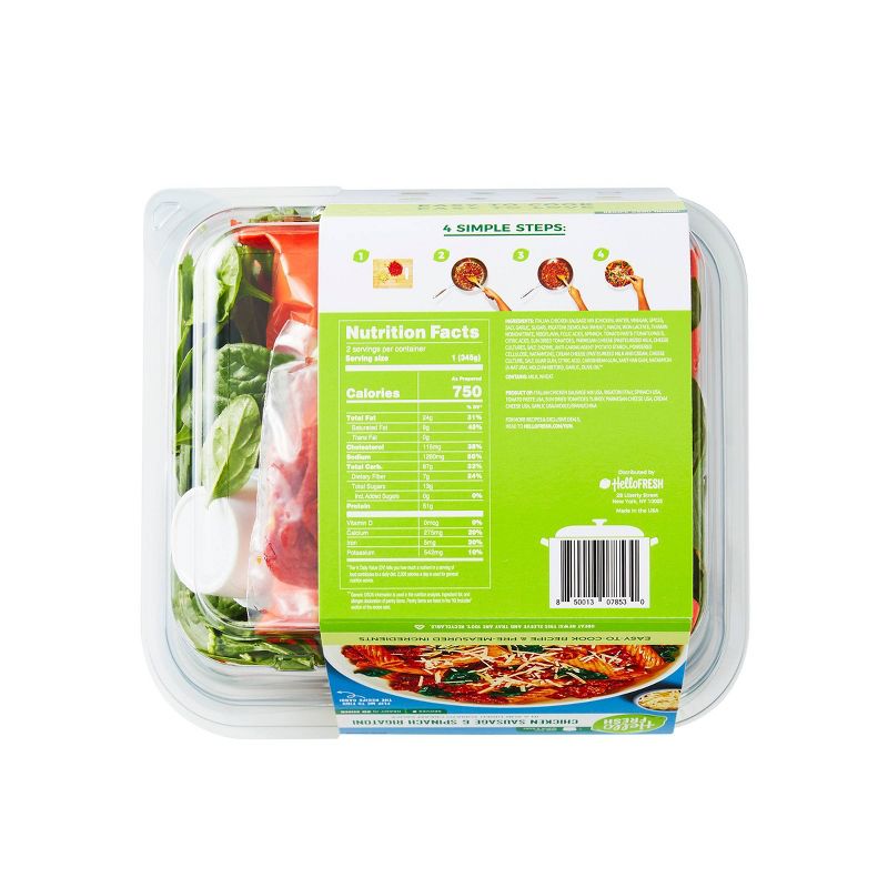 HelloFresh Chicken Sausage & Spinach Rigatoni In A Sun-Dried Tomato Cream Sauce Meal Kit - 24.2oz