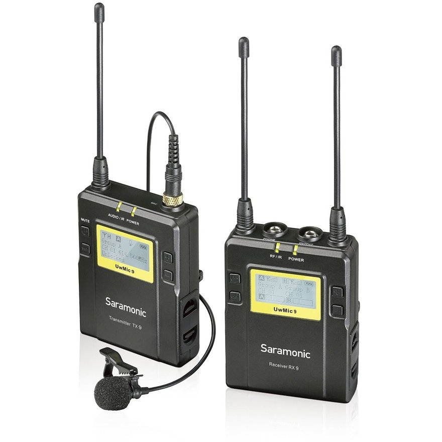 Saramonic UwMIC9 UHF Lavalier Mic System, RX9 Receiver, TX9 Bodypack Transmitter
