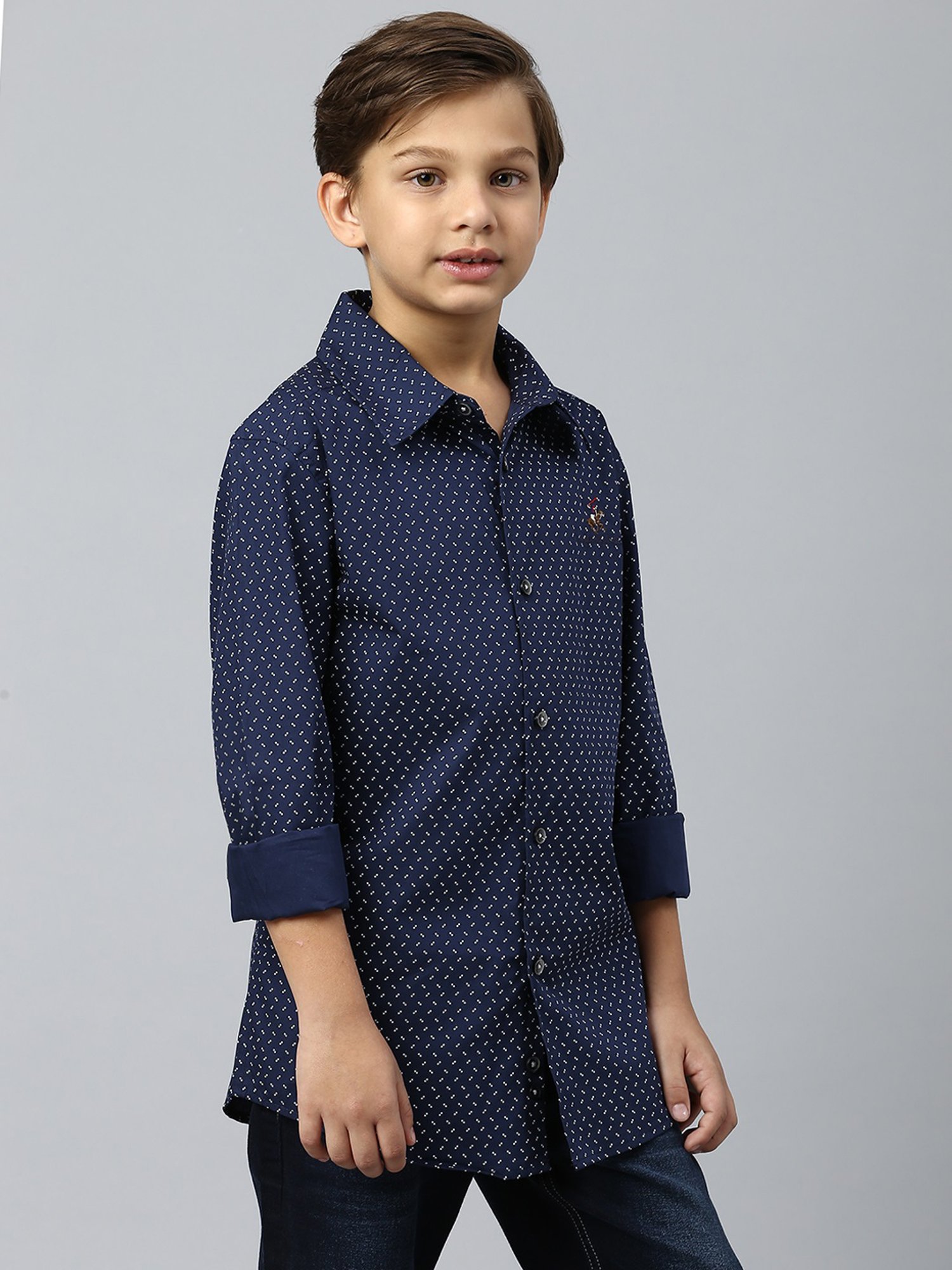 Beverly Hills Polo Club Kids Navy Checks Full Sleeves Shirt