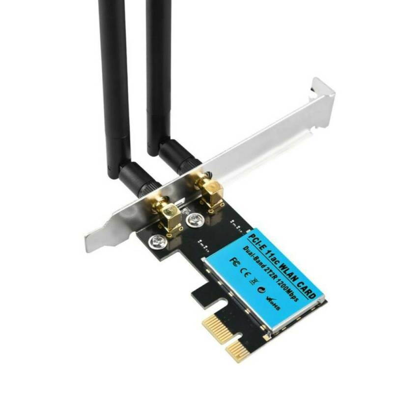 Vicabo AC1200 802.11AC PCI Express WiFi Adapter 1200Mbps Dual Band Wireless Network PCIe Card (2.4Ghz/5Ghz), 2x 5dBi External High Gain Antennas for Desktop PC, Supports Windows 10 / 8.1 / 8/ 7