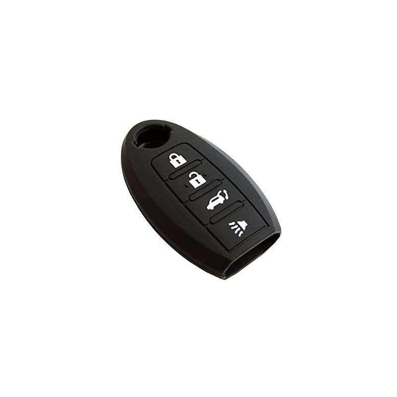 Autotech Silicone Rubber Keyless Entry Shell Case Remote Key Cover fit and Key fob Cover for Nissan Altima Gtr Maxima Murano Rogue 370z 350z Versa Sentra Pathfinder 1 Pair Black+Blue