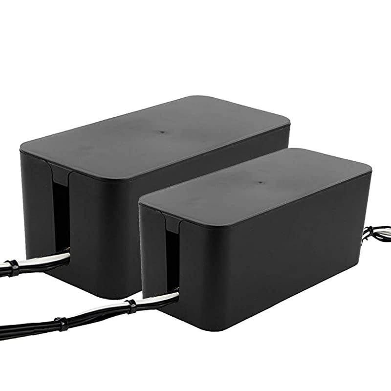 Cable Management Box Cable Organizer For Cable and Cord Management Storage and Holder to Cover and Hide Power Strips Cords balck 2 set