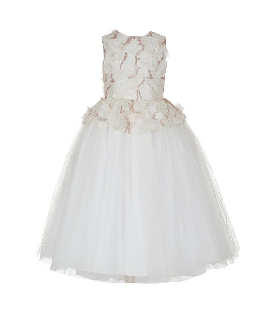 Honey and Rosie Big Girls 7-16 Sleeveless Ruffled Neck Scuba Skater Dress