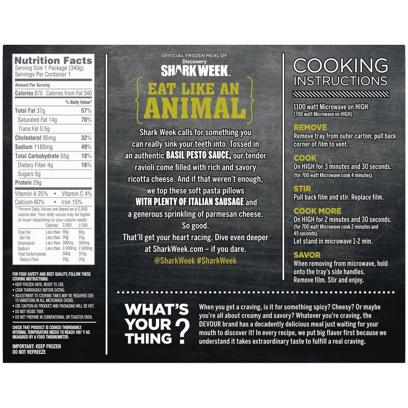 Devour Frozen Pesto Ravioli with Spicy Italian Sausage - 12oz