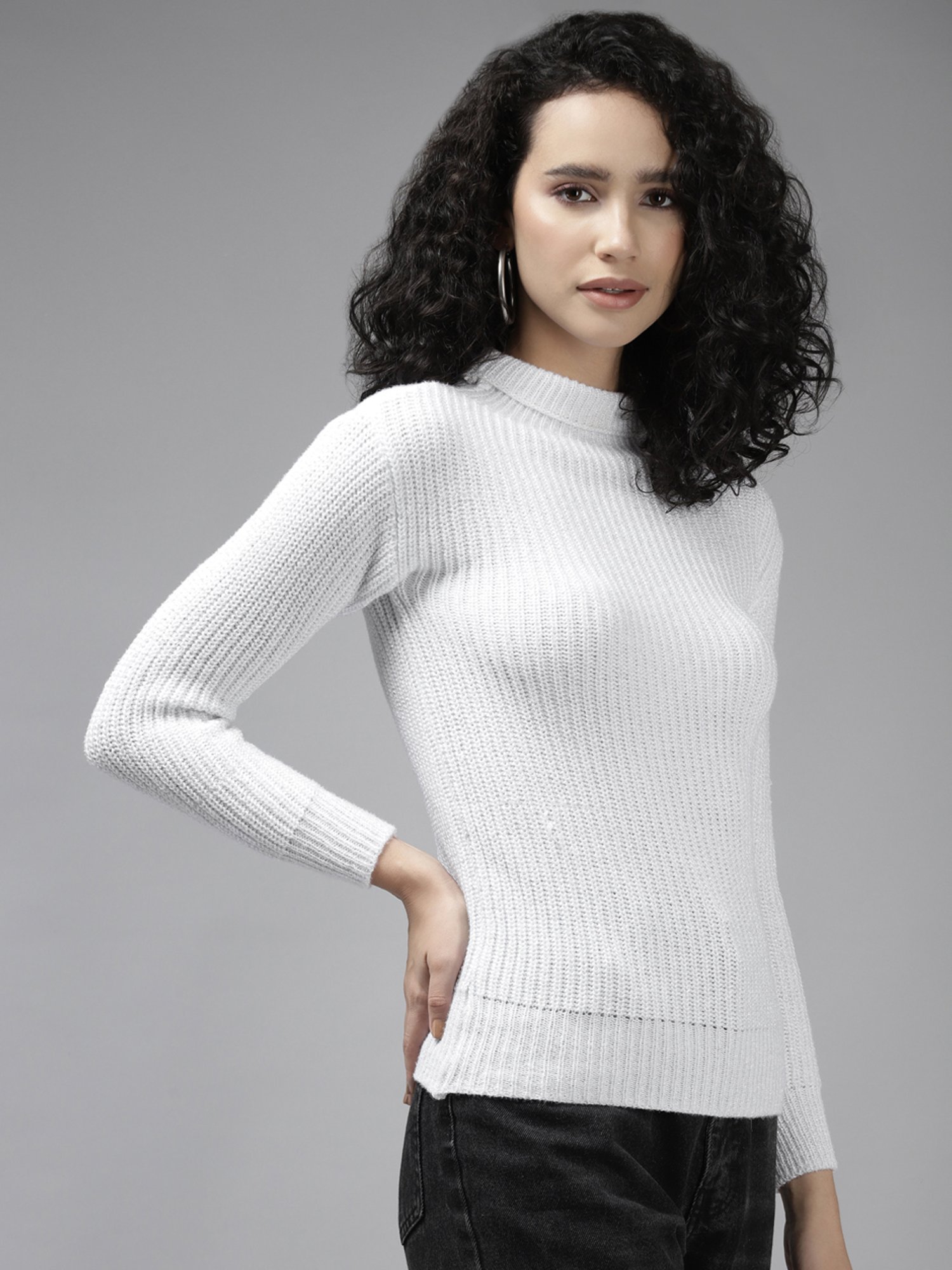 Cayman White Self Pattern Pull Over