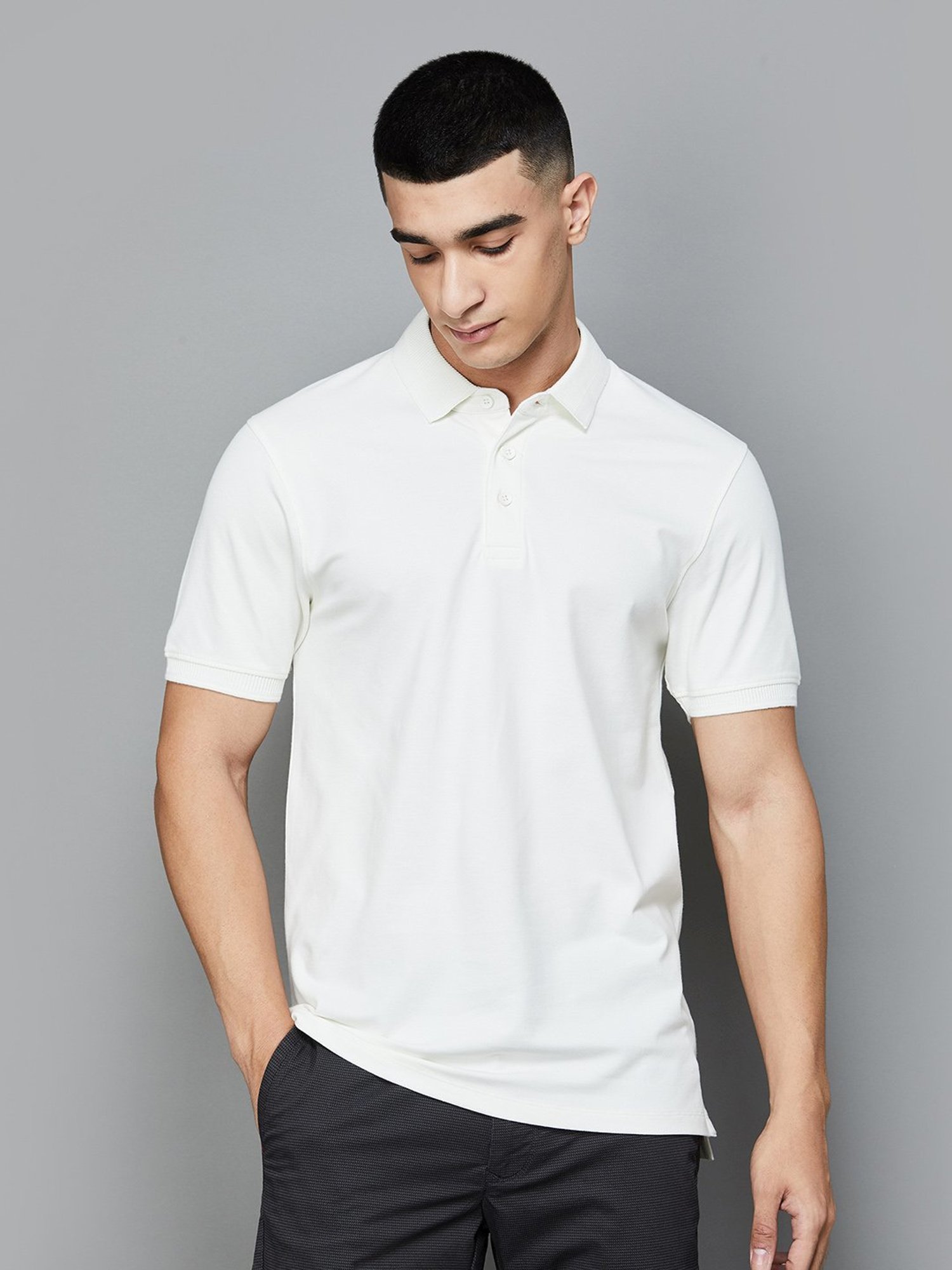 Forca by Lifestyle Off White Regular Fit Polo T-Shirts