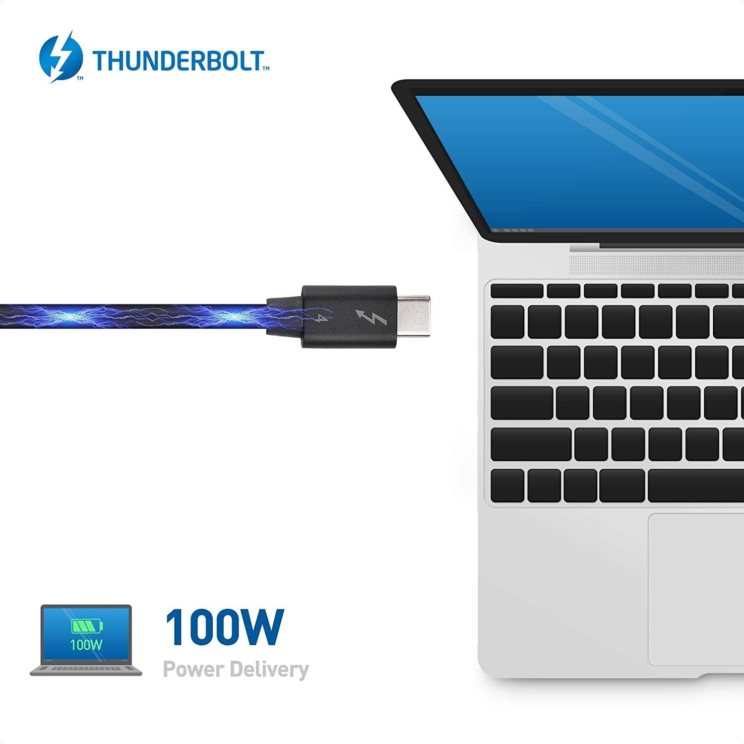 [Intel Thunderbolt Certified] Cable Matters 40Gbps USB4 Thunderbolt 4 Cable with 8K Video and 100W Charging in 2.6 ft - Backwards Compatible with Thunderbolt 3 and USB-C