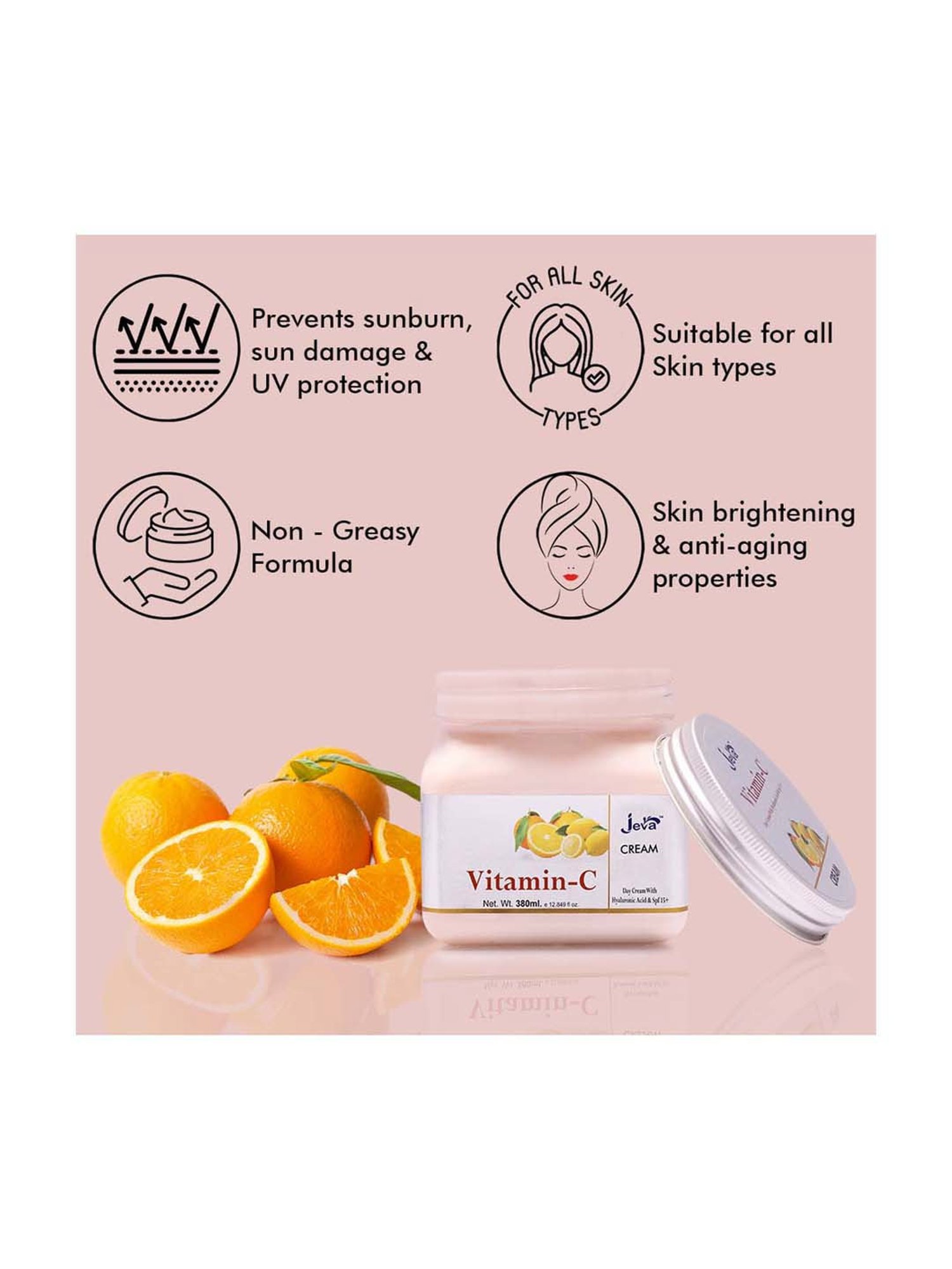 Vitamin C Day Cream with Hyalouronic Acid & Spf 15 - 380 ml