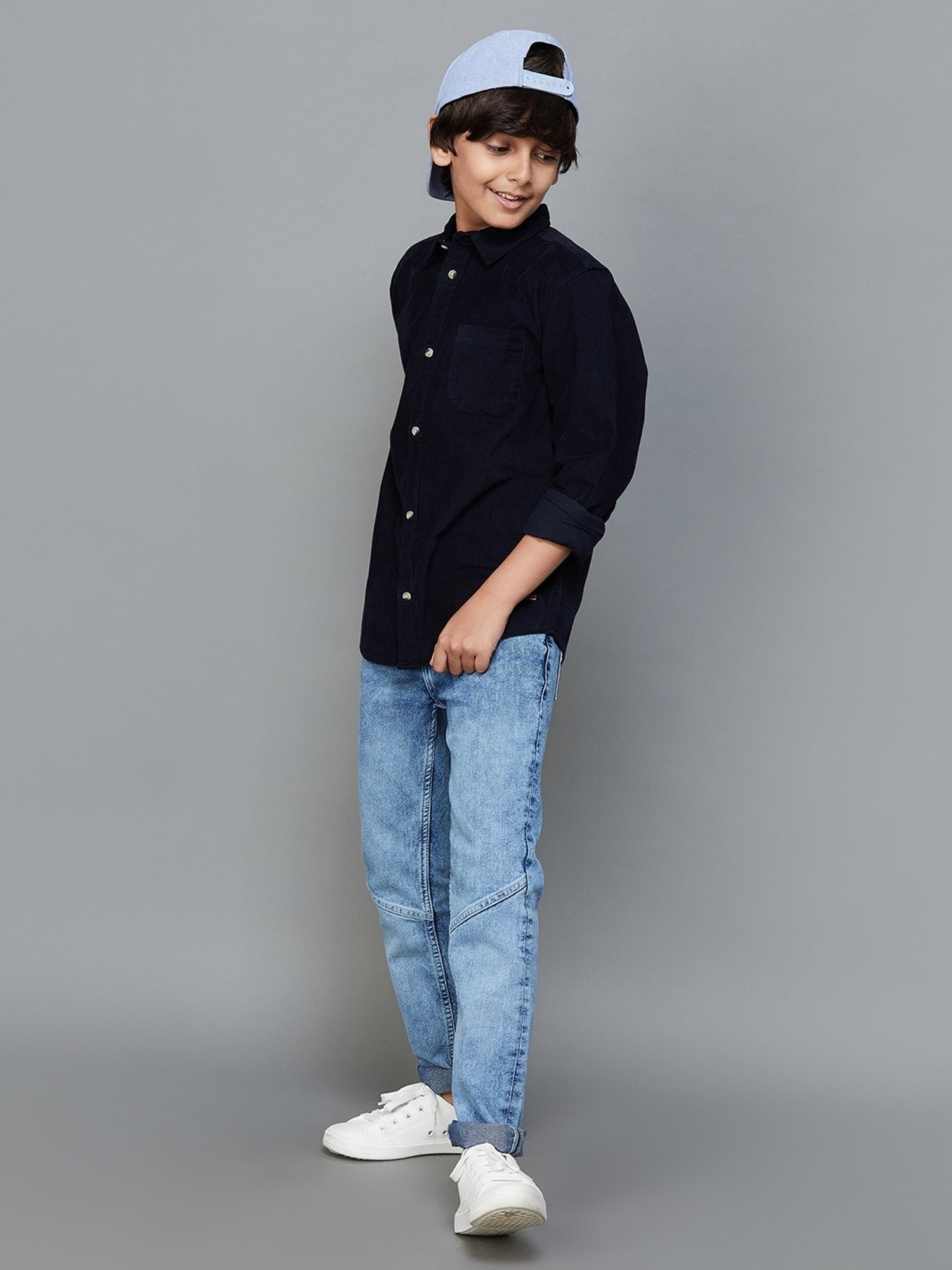 Fame Forever by Lifestyle Kids Navy Cotton Regular Fit Full Sleeves Shirt