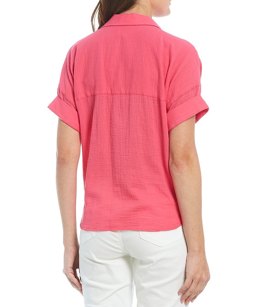 Westbound Drop Shoulder One Pocket Tie-Front Shirt