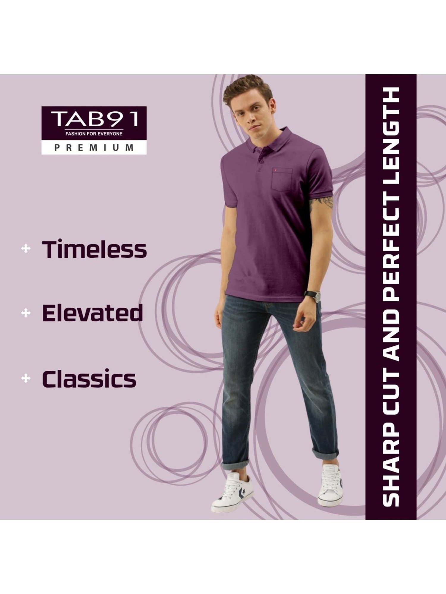 Tab91 Purple Regular Fit Polo T-Shirts