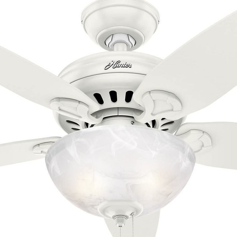 Hunter Fan Company 52134 Low Profile Traditional 44 Inch Indoor Home Ultra Quiet Ceiling Fan with Pull Chain and LED Lights, White