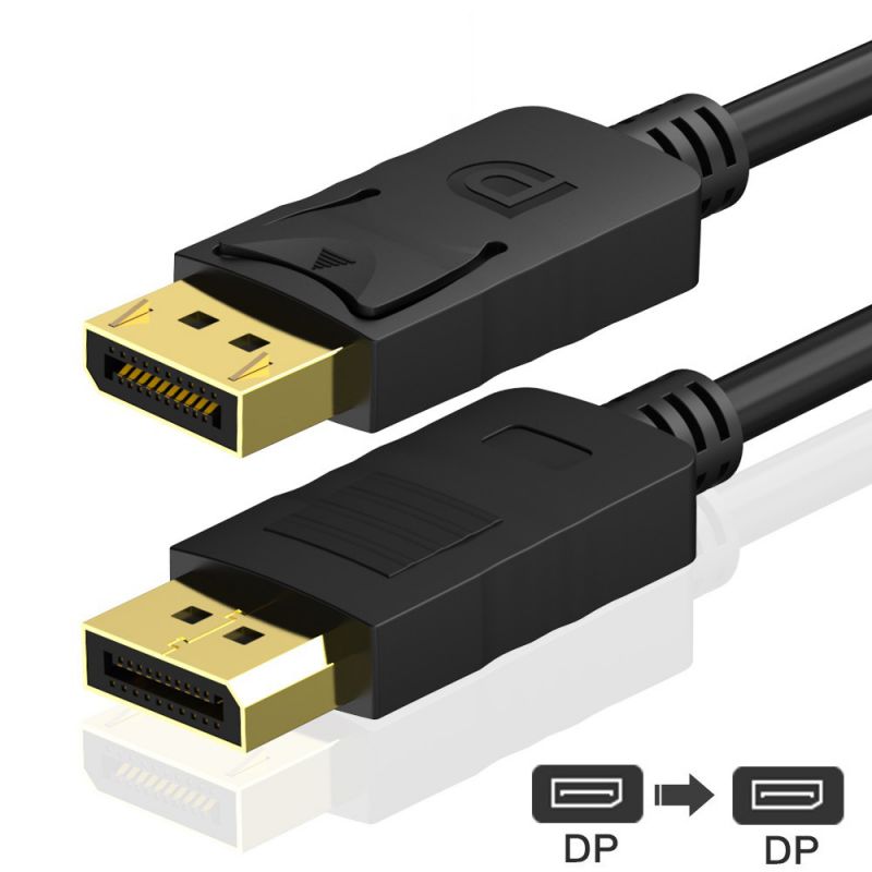 DisplayPort to DisplayPort Cable, 6 Feet, Gold-Plated Display Port Cable (4K 60Hz, 1440p 144Hz) DP Cable Compatible with Computer, Desktop, Laptop, PC, Monitor, Projector - Black