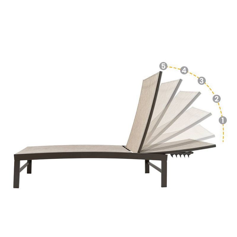 Outdoor All-Weather Aluminum Adjustable Chaise Lounge Chair - Beige - Crestlive Products