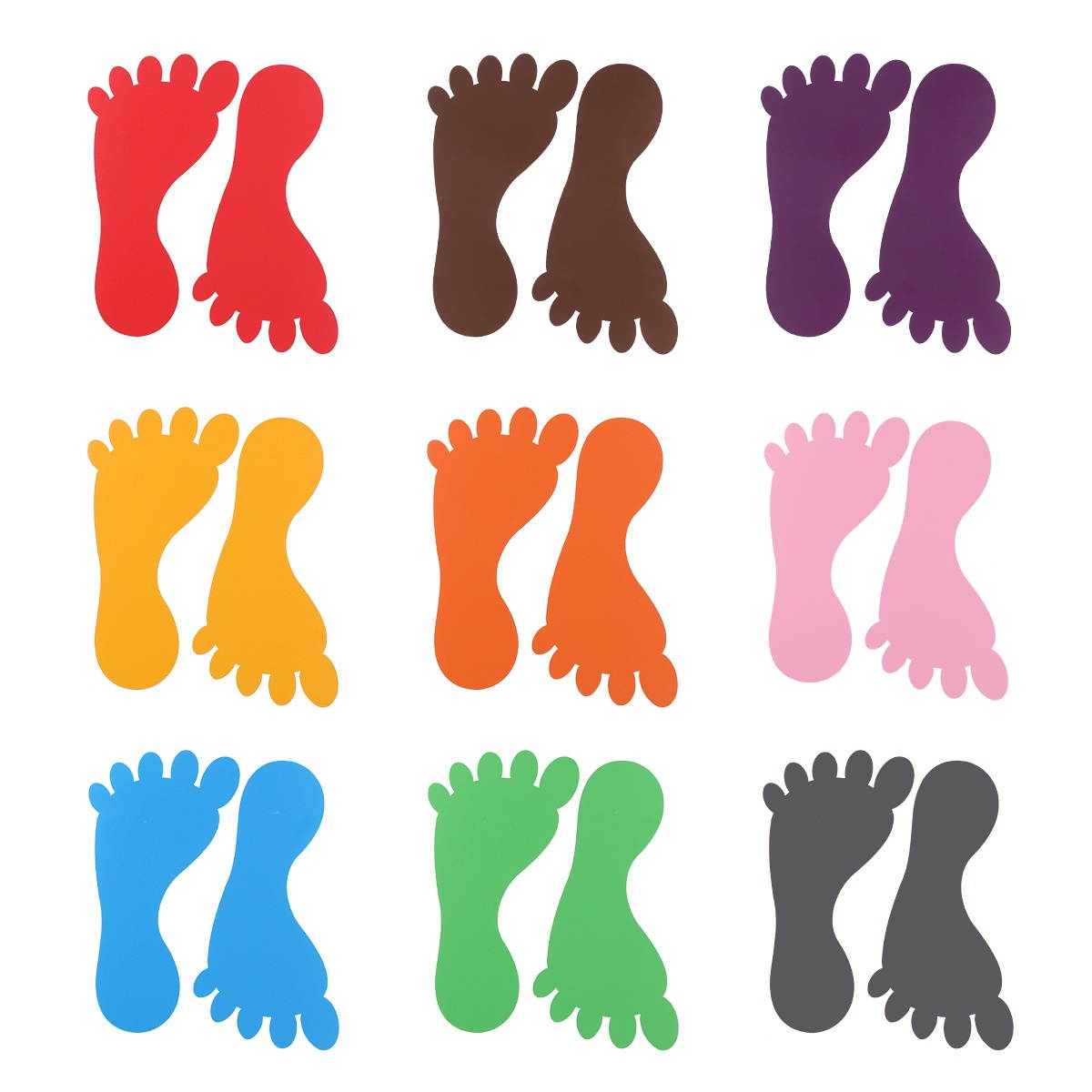 NUOBESTY 9 Pairs Kindergarten Footprints Stickers Small Ankles Floor Stickers Waterproof Adhesive Floor Bathtub Sticker (Mixed Color)
