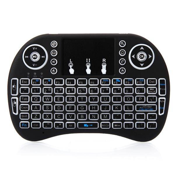 MINI i8 2.4GHz 3-color Backlight Wireless Keyboard with Touchpad Black