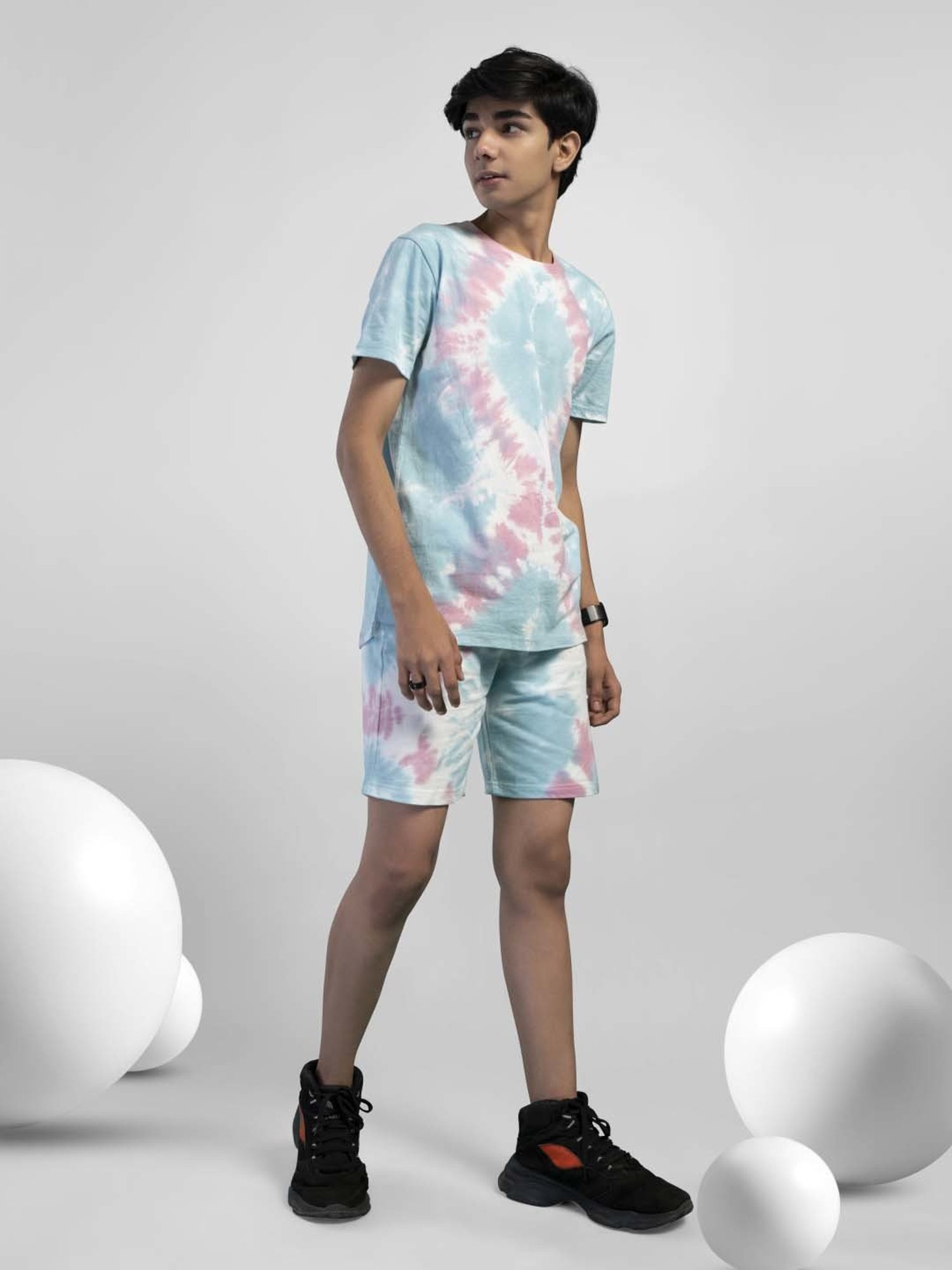 TeenTrums Kids Multicolor Cotton Over Dyed T-Shirt Set