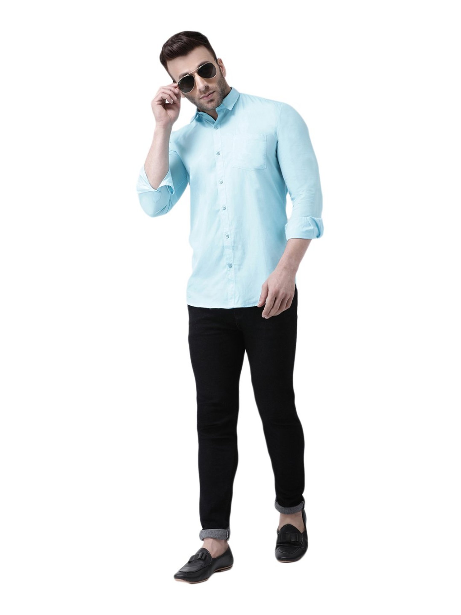 Hang Up Blue Cotton Slim Fit Shirt