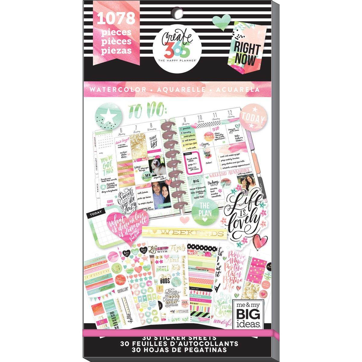 me & my BIG ideas  PPSV-18 Create 365 The Happy Planner Sticker Value Pack Planner, Watercolor