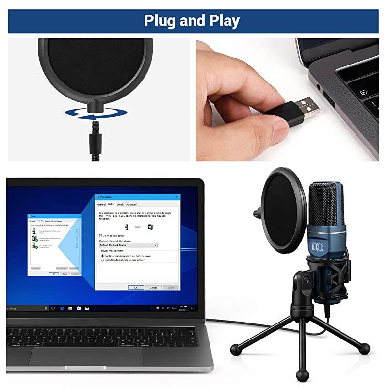 USB Gaming Microphone  Computer Condenser PC Mic with Tripod Stand Pop Filter for Streaming Podcasting Vocal Recording Compatible with iMac PC Laptop Desktop Windows Computer TC777