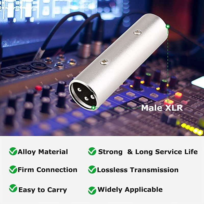 Male XLR to 1/4 inch Female Adapter,  Quarter 1/4" Inch 6.35mm Female Jack Socket to 3PIN XLR Male Heavy Duty Metal Audio Microphone Adapter, 1 Pack