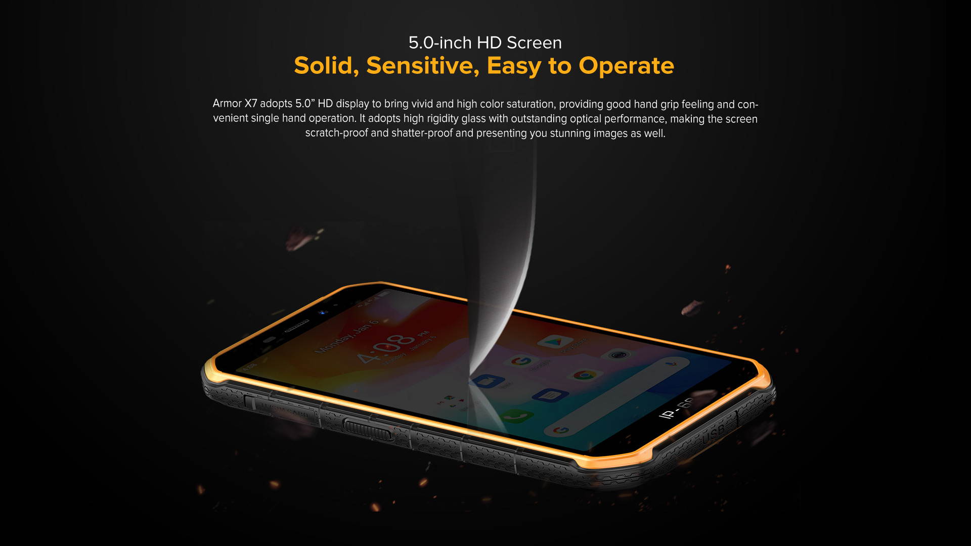 Ulefone Armor X7 Android 10 Rugged Phones, 13MP + 5MP Waterproof Cameras, IP68 Smartphone, NFC, OTG, 4G Dual Sim, 5.0 Inch Screen, 2G RAM 16GB ROM, 4000mAh Battery, GPS, Bluetooth, WIFI