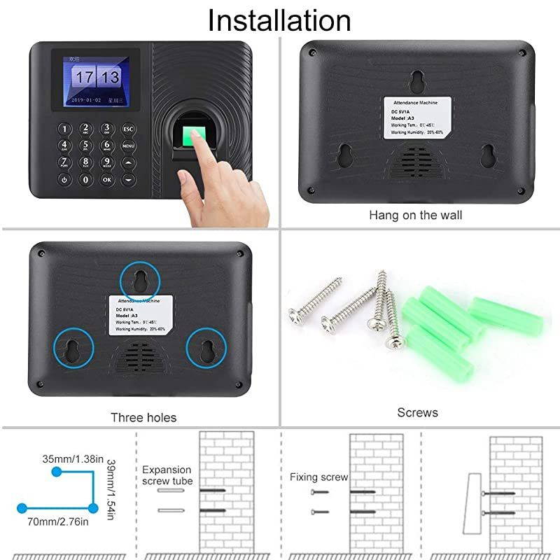 Fingerprint Password Time Attendance Machine Employee Checkingin Recorder Recognition Device Access Control 24in HighDefinition Color LCD Screen Attendance ControllerUS Plug