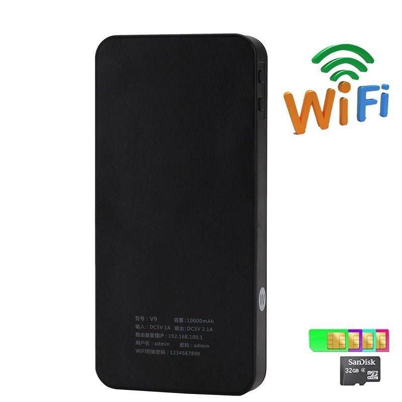 KuWfi V9 Pocket smart Mobile Power Bank 3G Wireless WIFI Router With SIM Card Slot &RJ45