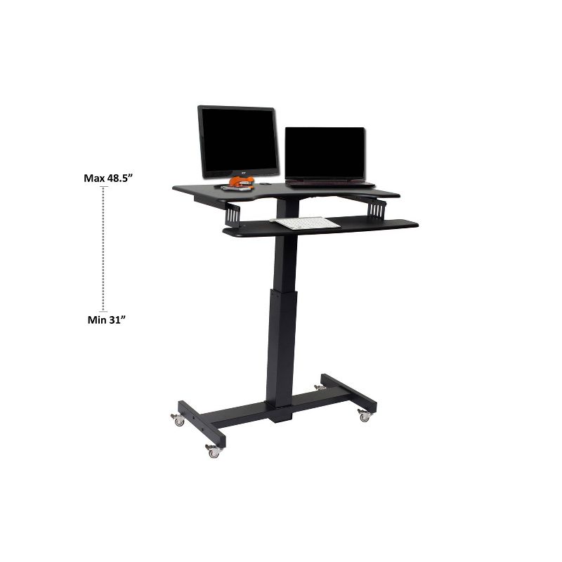 Height Adjustable Mobile Sit To Standing Desk Black - Rocelco