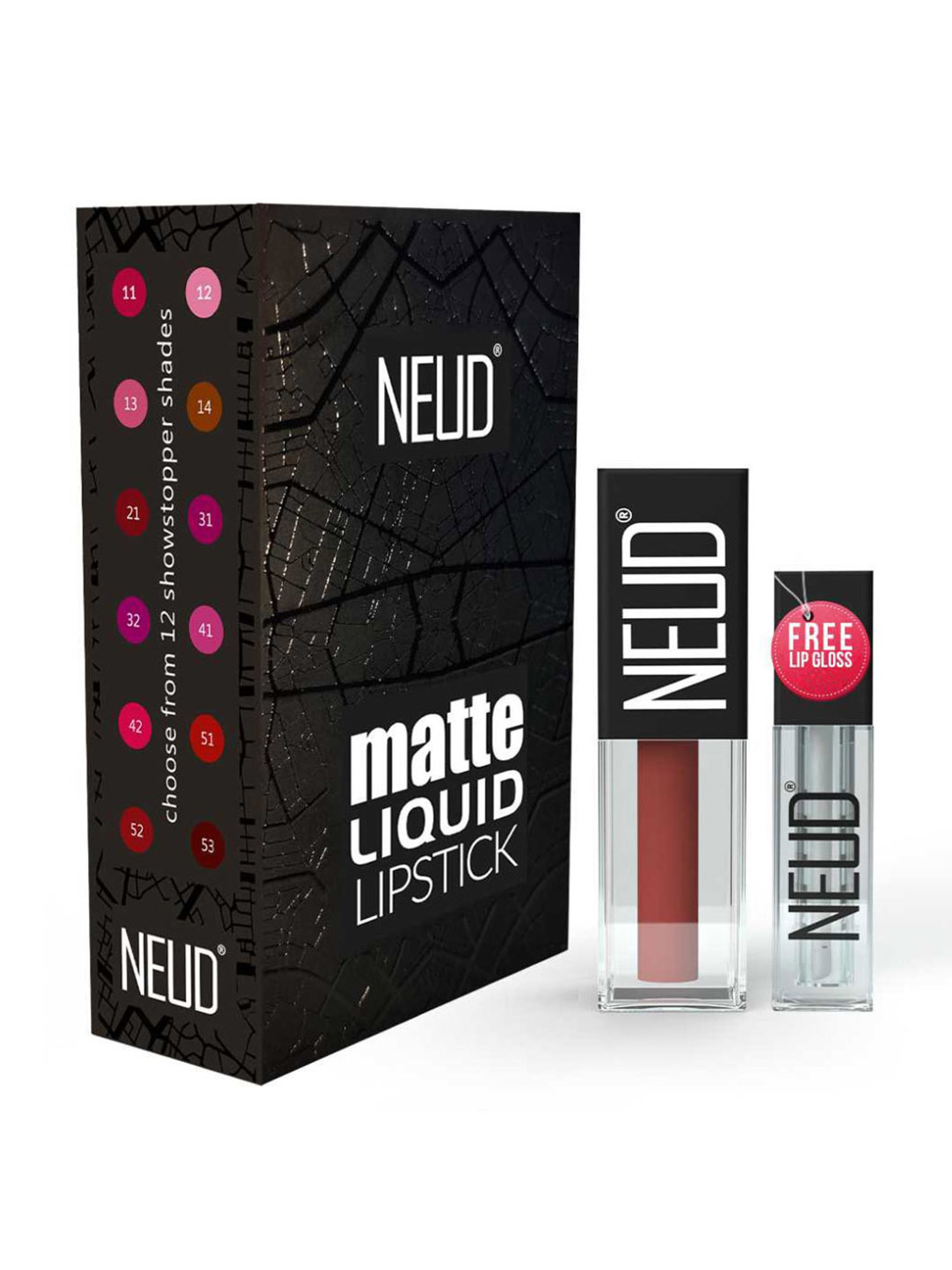 Neud Matte Liquid Lipstick Combo Jolly Coral & Mauve-a-Licious with Two Lip Gloss Free
