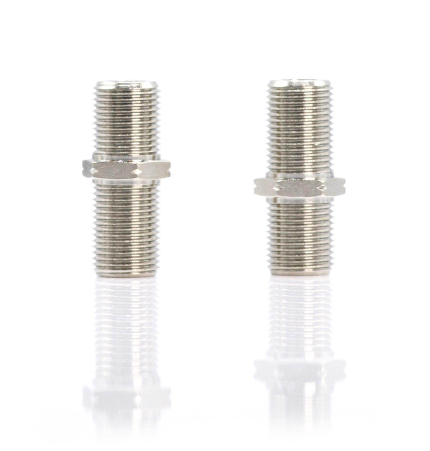 Coaxial Cable Extension Adapter | 10 Pack | Satellite Cable TV Compatible F-Pin