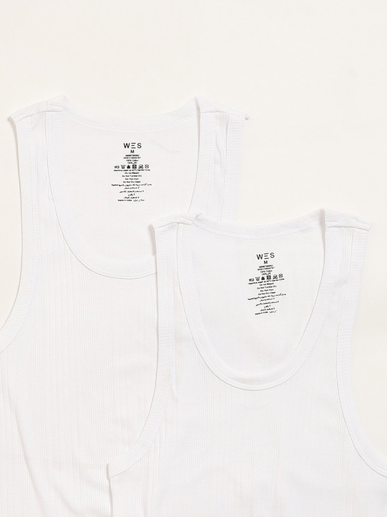 WES Lounge by Westside White Sleeveless Vests - Pack of 2