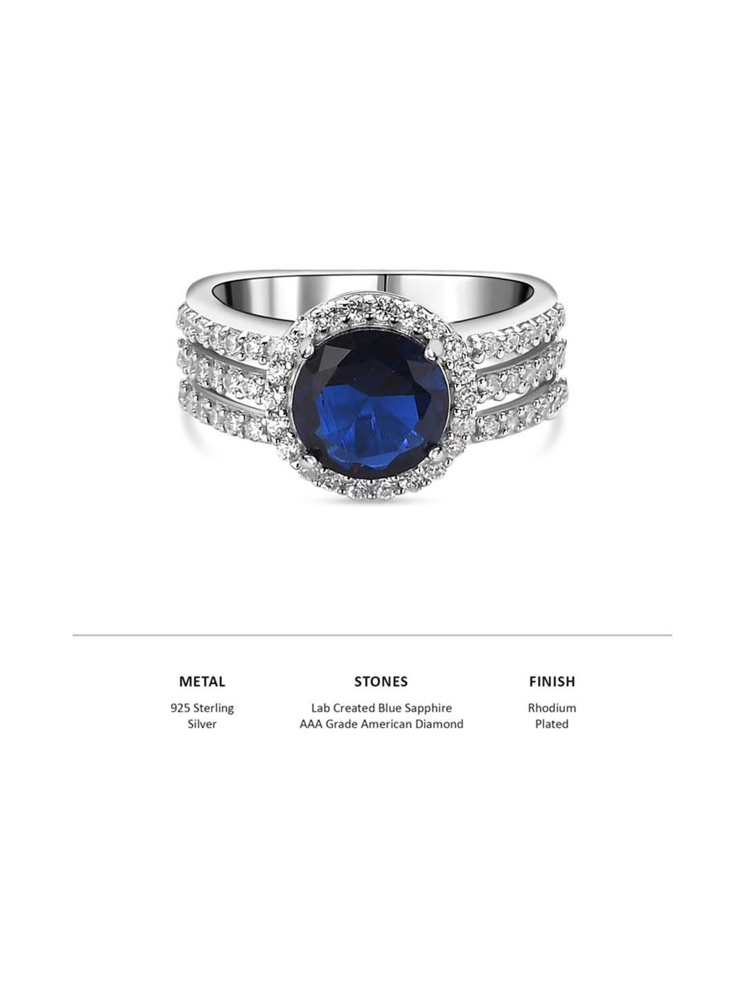 925 Silver 1 Carat American Diamond Classic Halo Engagement Ring for Women & Girls