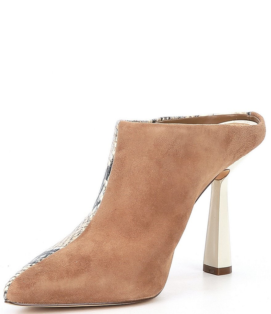 Gibson & Latimer Lark Snake Print & Suede Stiletto Dress Mules