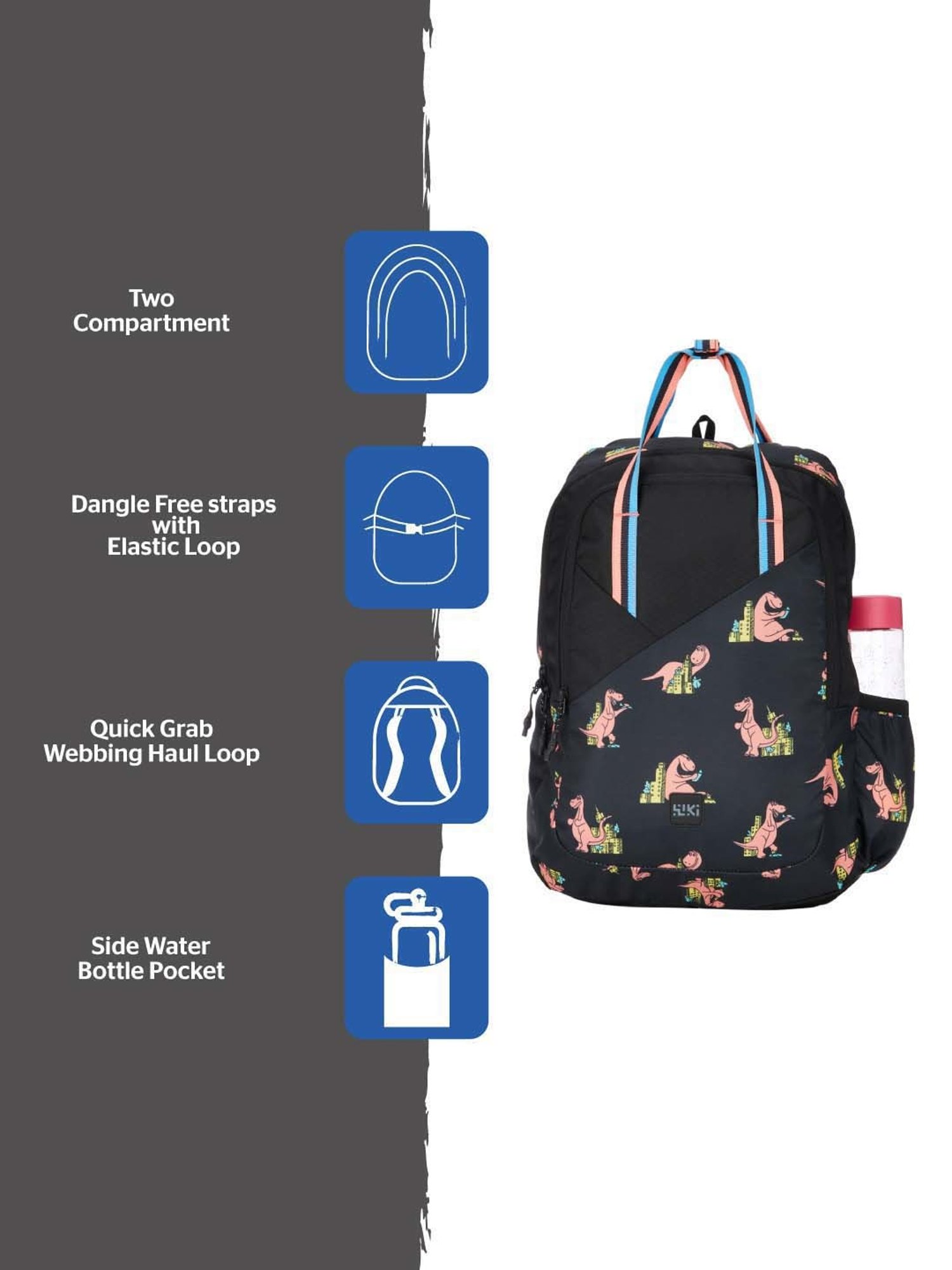 Wiki 20 Ltrs Black Medium Convertible Backpack