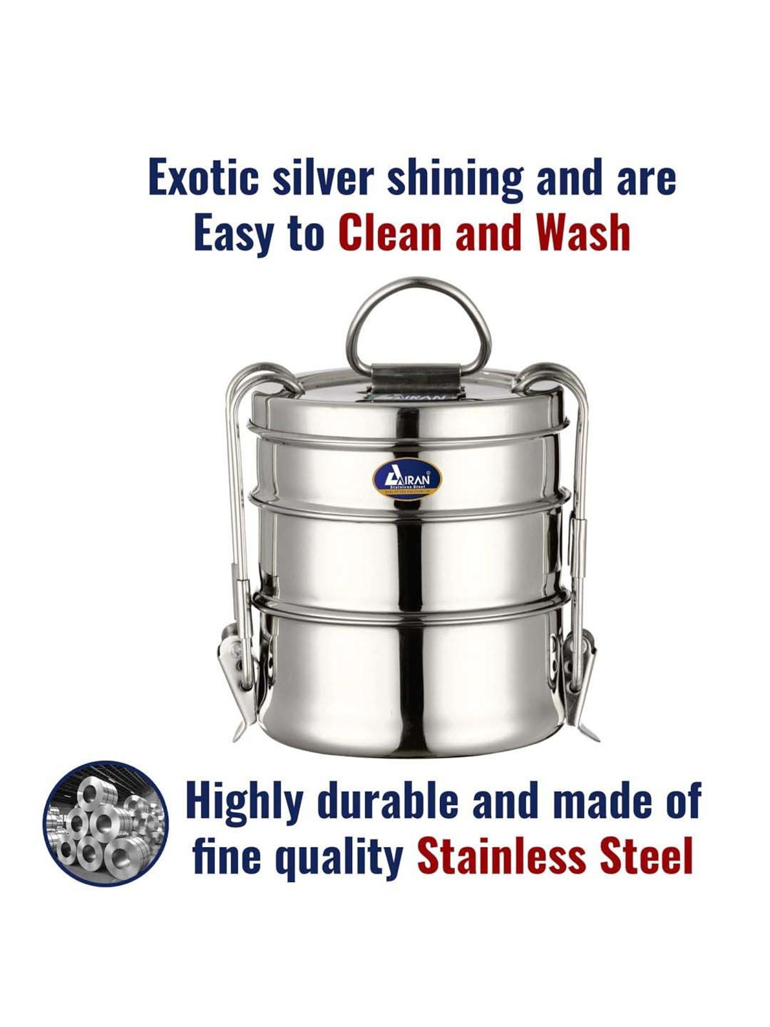 Milton Red Stainless Steel Small Tiffin Box - Set of 2