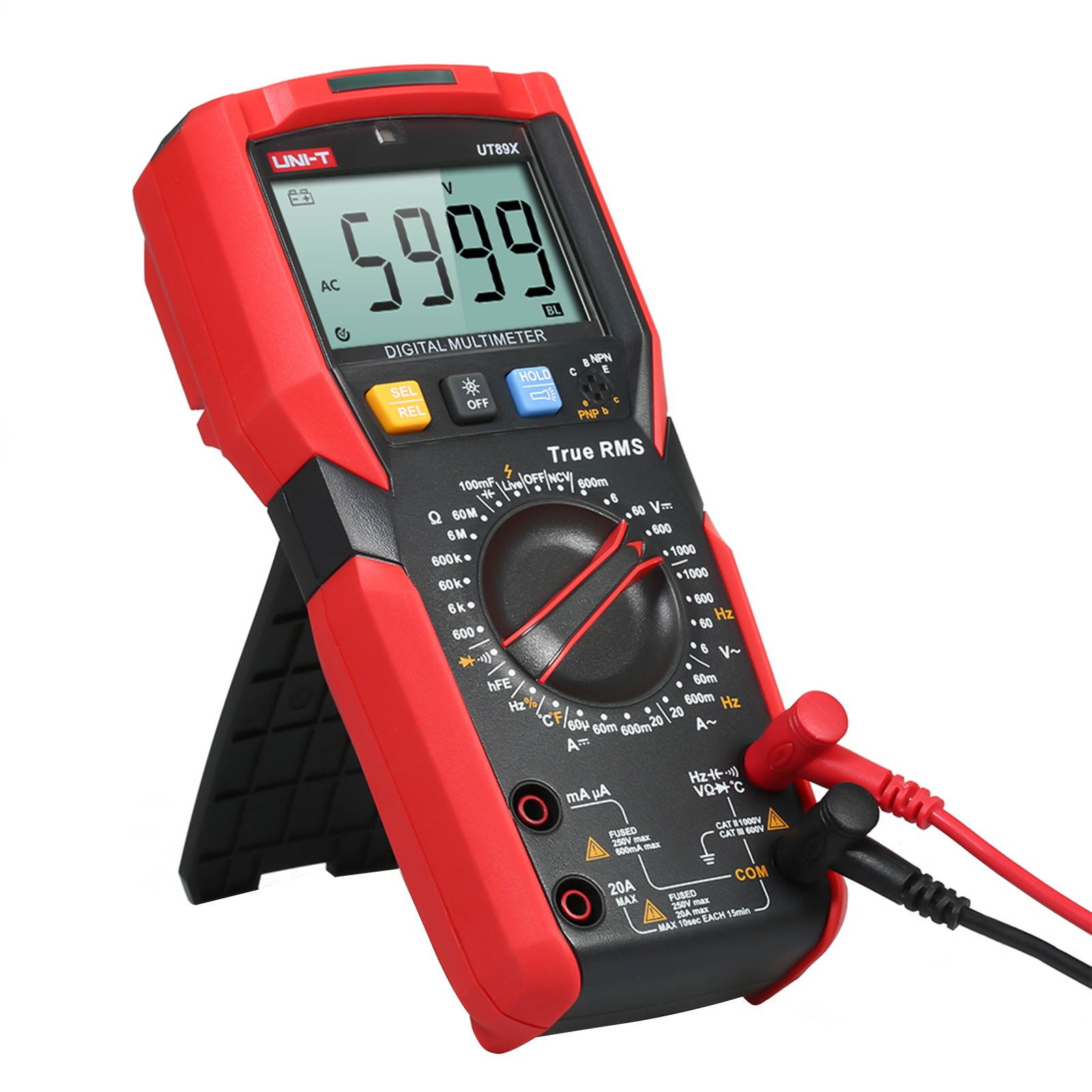 UNI-T UT89X Digital Multimeter High Accuracy Handheld Mini Universal Meter 6000 Counts LCD Display True RMS Measure AC/DC Voltage Current Resistance Capacitance Frequency Temperature Diode Tester with
