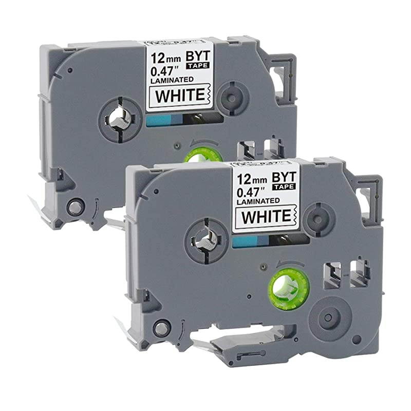 Touch Label Maker Tape Compatible for Brother Touch TD210 TD200 TH100 TH110 TD400VTD600 Label Maker Tape 12mm Black on White 2 ack