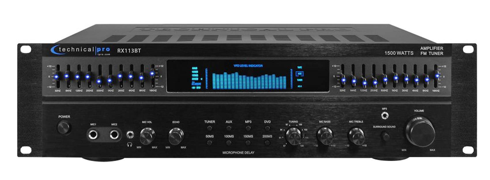 Technical Pro RX113 1500w Home Theater Amplifier Receiver+4) 8" Ceiling Speakers